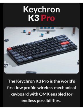 Keychron K3 Pro Compact Wireless Mechanical Keyboard With RBG Backlight Red...